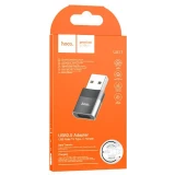 Переходник USB A (M) - USB Type-C (F), HOCO UA17 Black (6931474762009)
