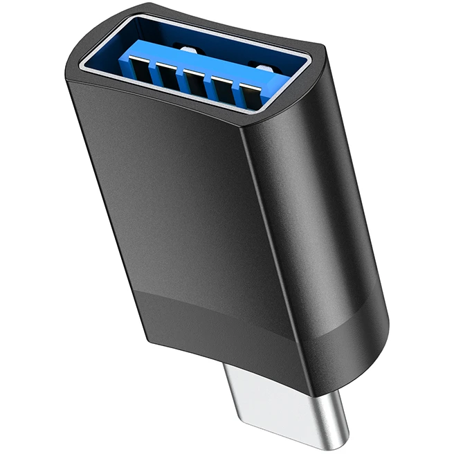 Переходник USB A (F) - USB Type-C (M), HOCO UA17 Black - 6931474762016 - фото 2