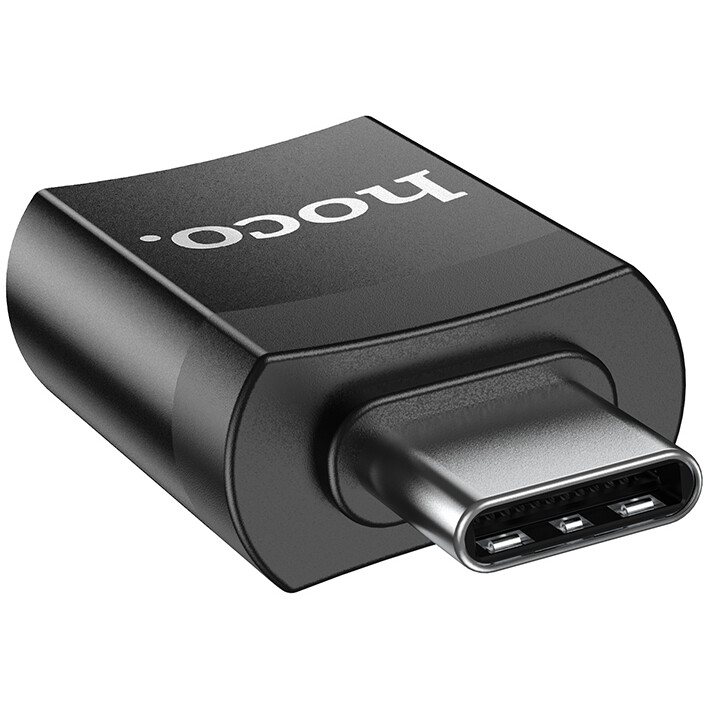 Переходник USB A (F) - USB Type-C (M), HOCO UA17 Black - 6931474762016 - фото 3