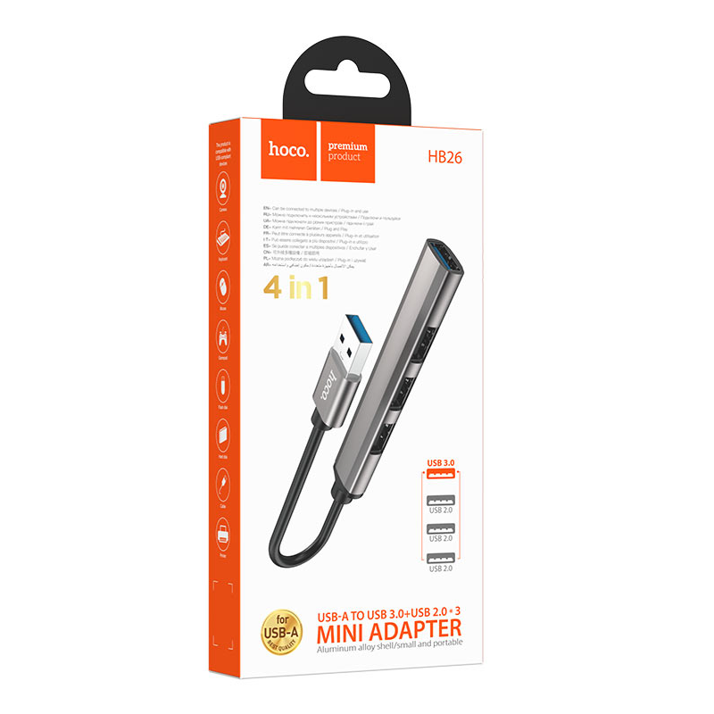 USB-концентратор HOCO HB26 Grey - 6931474765468 - фото 3
