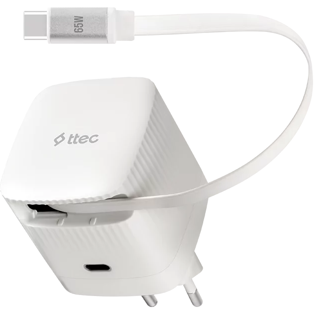 Сетевое зарядное устройство ttec SmartCharger Duo Gan 65W PD White - 2SCG05B - фото 2