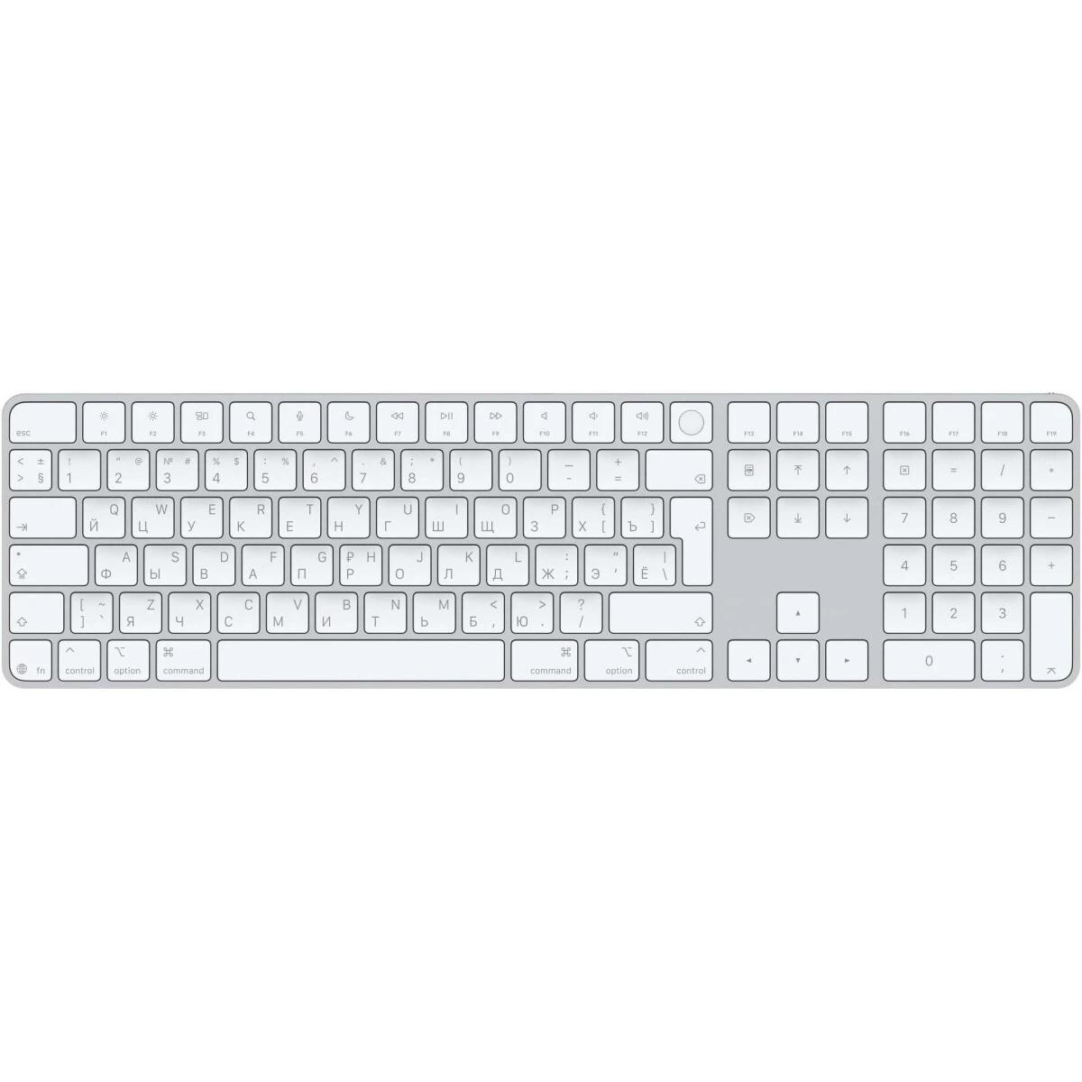 Клавиатура Apple Magic Keyboard with Touch ID and Numeric Keypad White Keys (USB-C) Russian (MXK73) - MXK73RS/A