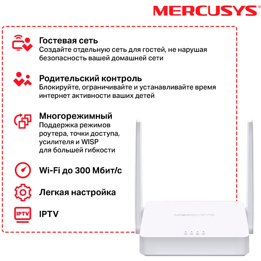 Wi-Fi маршрутизатор (роутер) Mercusys MW302R - фото 5
