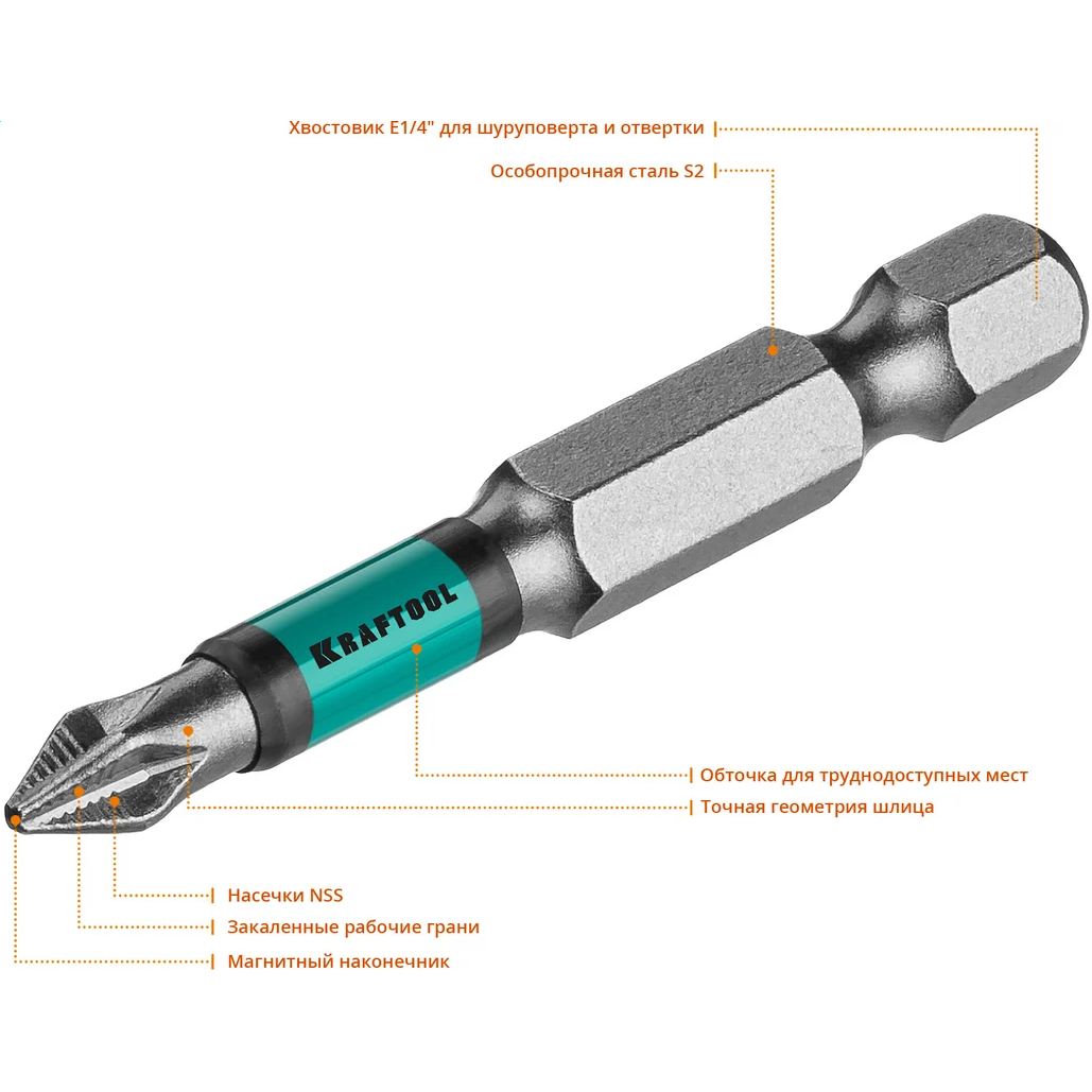 Набор бит KRAFTOOL 26122-1-50-10, 10 шт. - фото 3