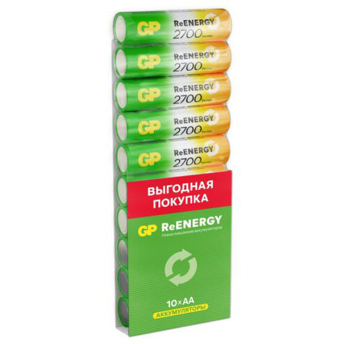Аккумулятор GP ReEnergy (AA, 2700mAh, 10 шт.) (270AAHCRGY-CRB10) - 4610116241097 - фото 2