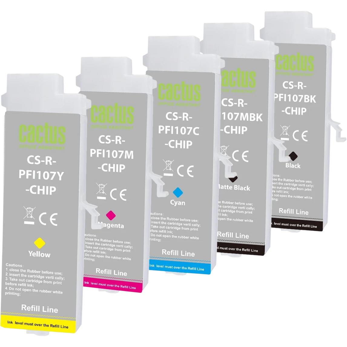 Картридж Cactus CS-R-PFI107SET-CHIP Black/Cyan/Magenta/Yellow/Matte Black