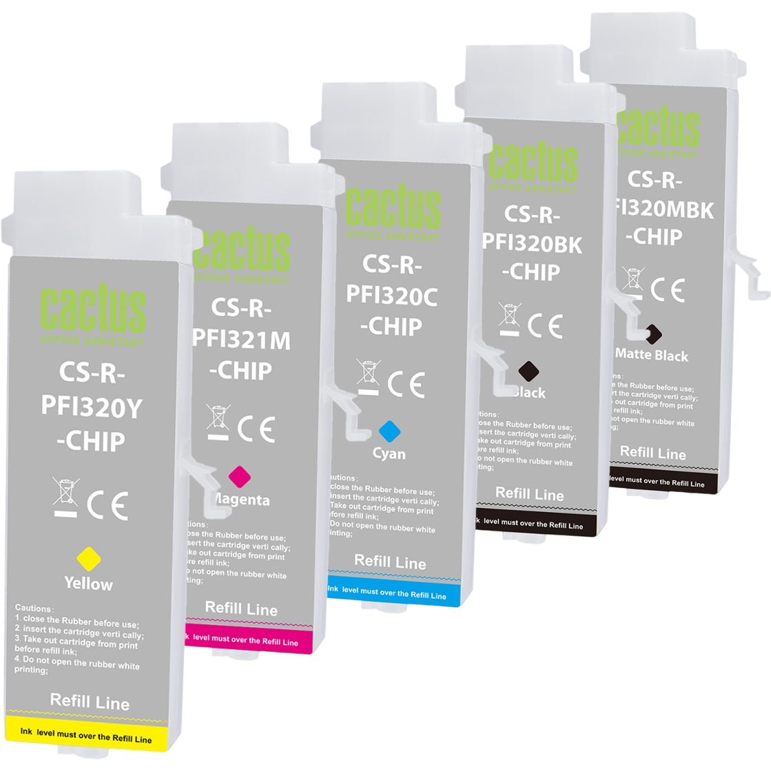 Картридж Cactus CS-R-PFI321SET-CHIP Black/Cyan/Magenta/Yellow/Matte Black