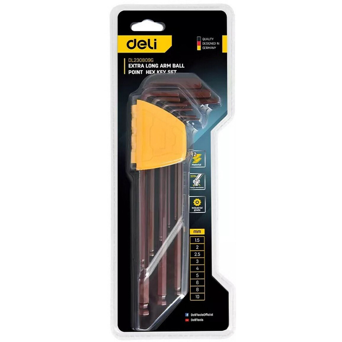 Набор шестигранных ключей Deli DL230809G - фото 2