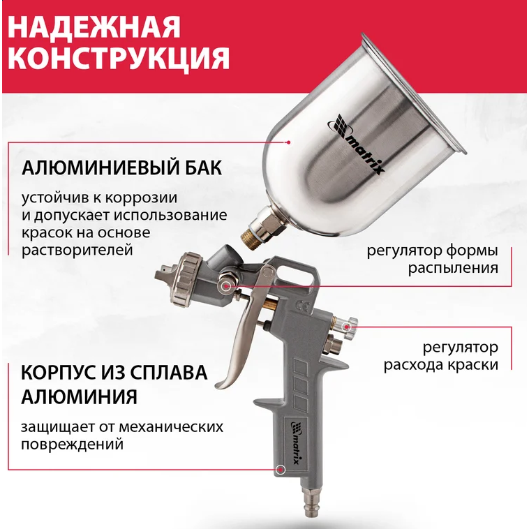 Краскопульт пневматический Matrix 57314 - фото 6
