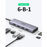Док-станция UGREEN 6-in-1 USB C Hub Space Gray (CM511) (60383)