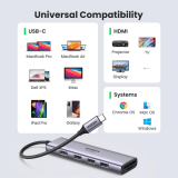 Док-станция UGREEN 6-in-1 USB C Hub Space Gray (CM511) (60383)