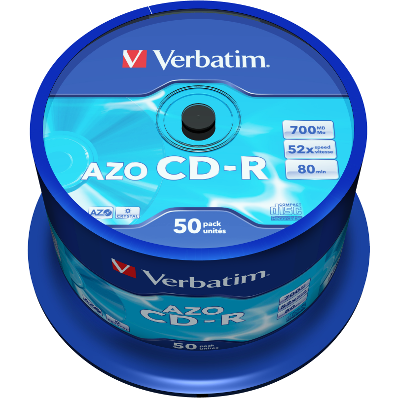 Диск CD-R Verbatim 700MB 52x AZO Crystal Cake Box (50 шт.)