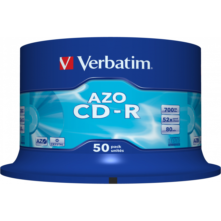 Диск CD-R Verbatim 700Mb 52x AZO Crystal Cake Box (50 шт.) - 43343 - фото 2