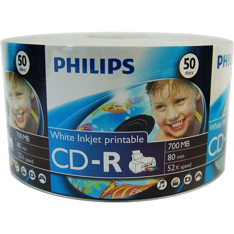 Диск CD-R Philips 700Mb 52x Bulk Printable (50 шт.) (CR7D5JY50/97)