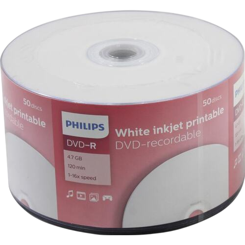 Диск DVD-R Philips 4.7GB 16x Bulk Printable (50 шт.) (DM4I6U50F/97)