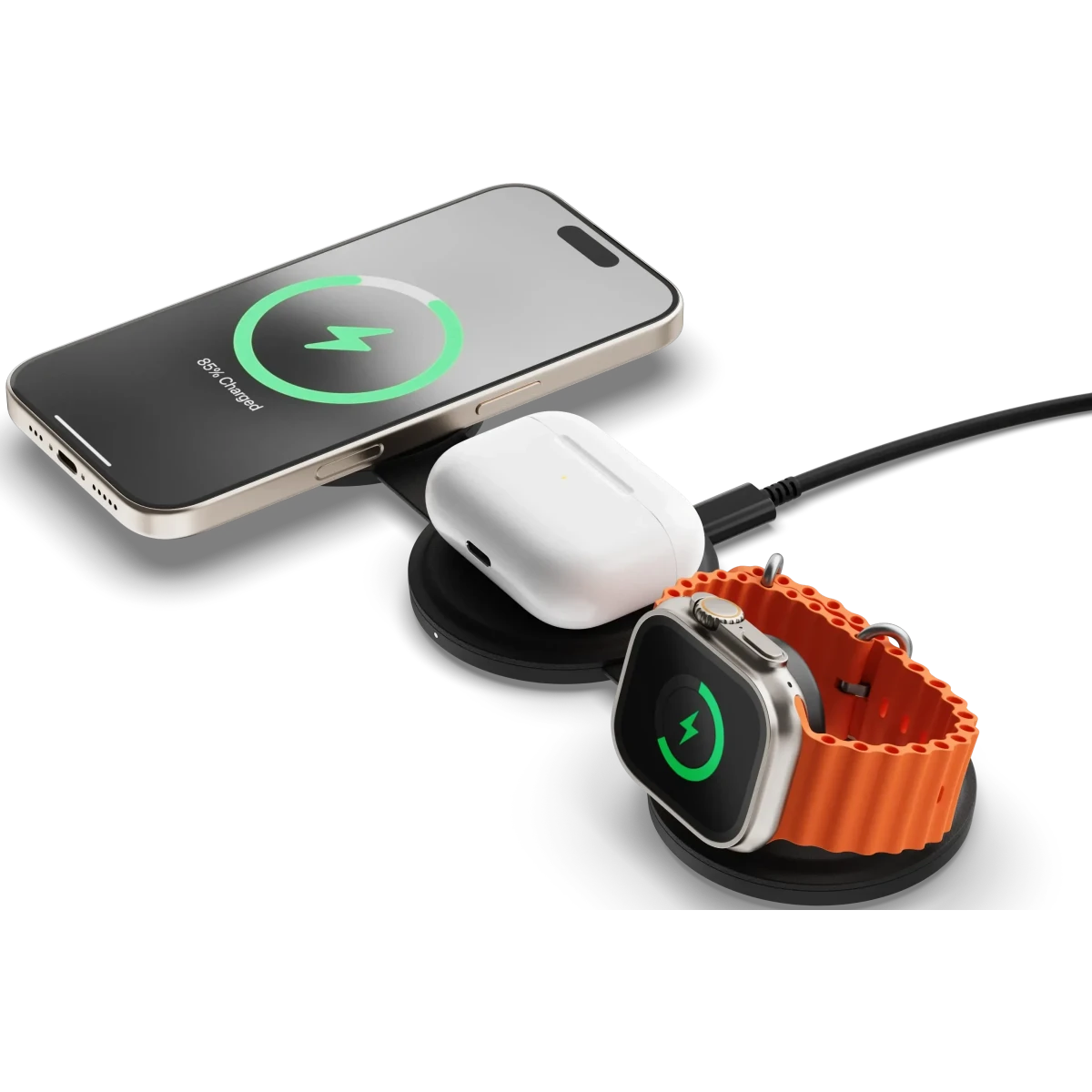 Беспроводное зарядное устройство Satechi OntheGo 3-in-1 Black - ST-QTG31K - фото 5