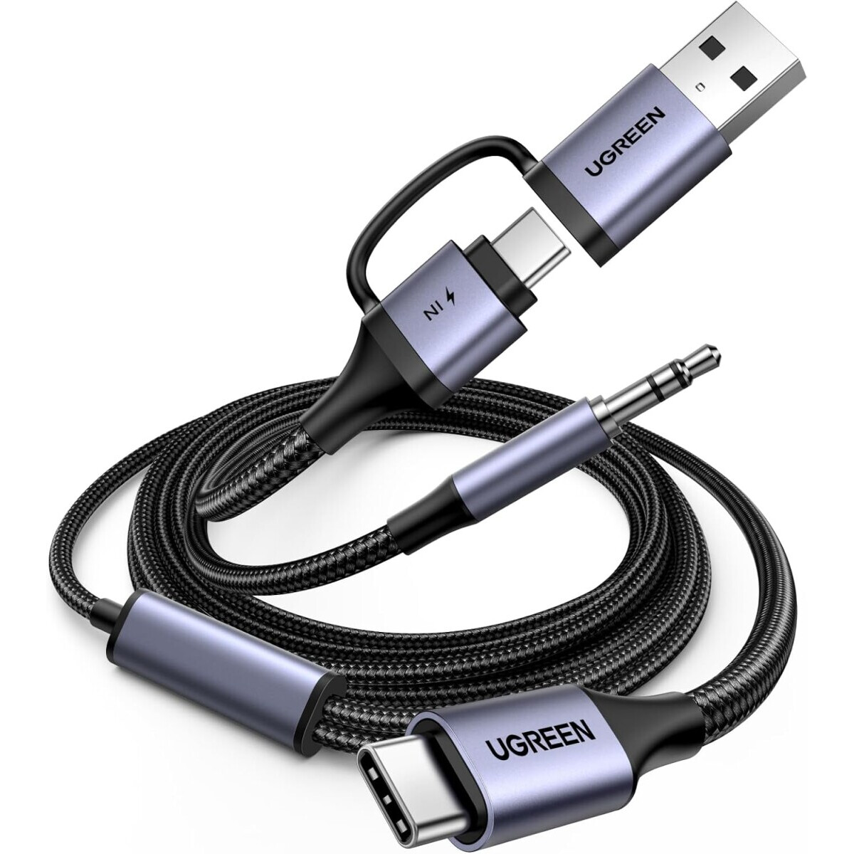 Кабель USB Type-C - 3.5 Jack/USB Type-C, 1.5м, UGREEN CM772