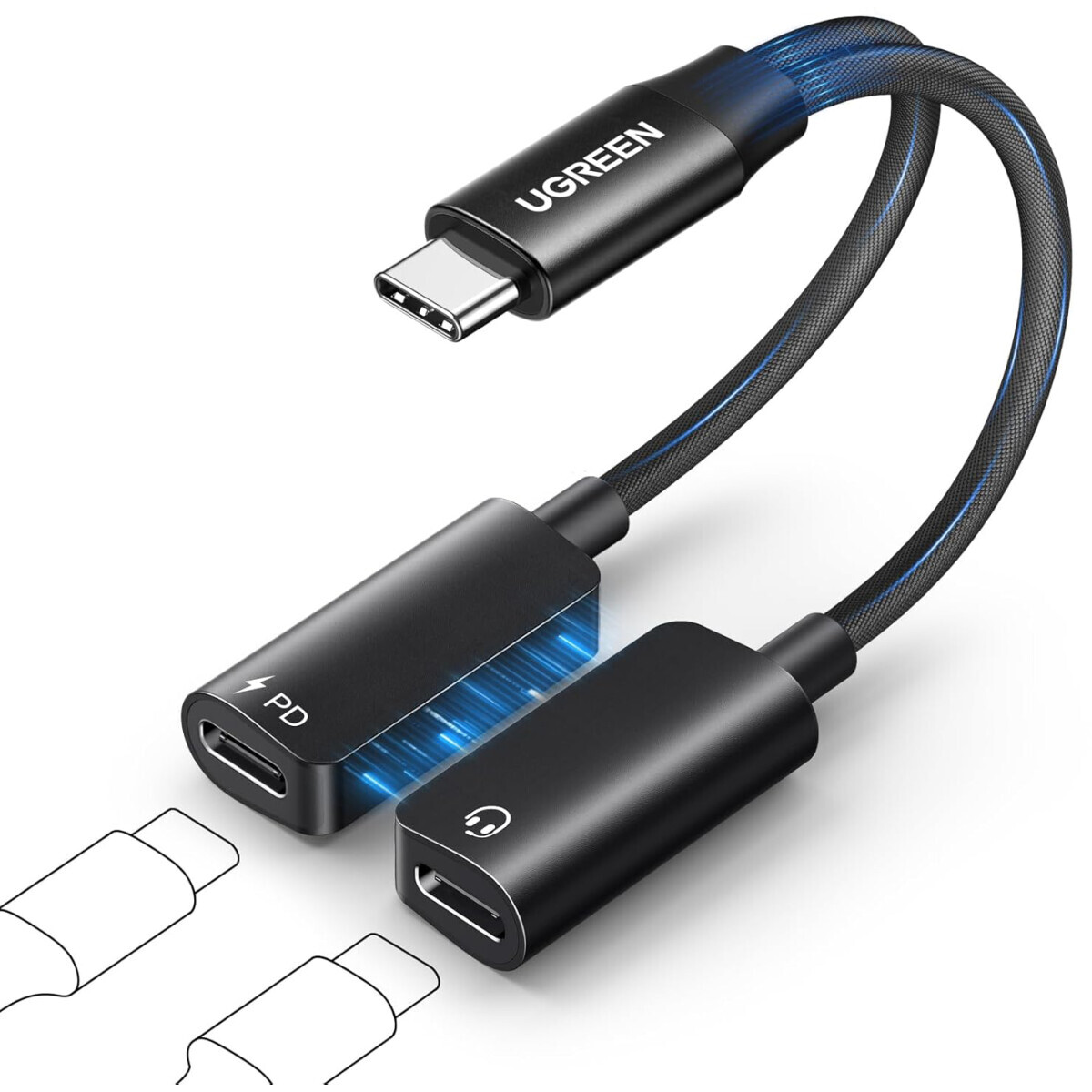 Разветвитель USB Type-C - 2x USB Type-C, 0.16м, UGREEN CM821