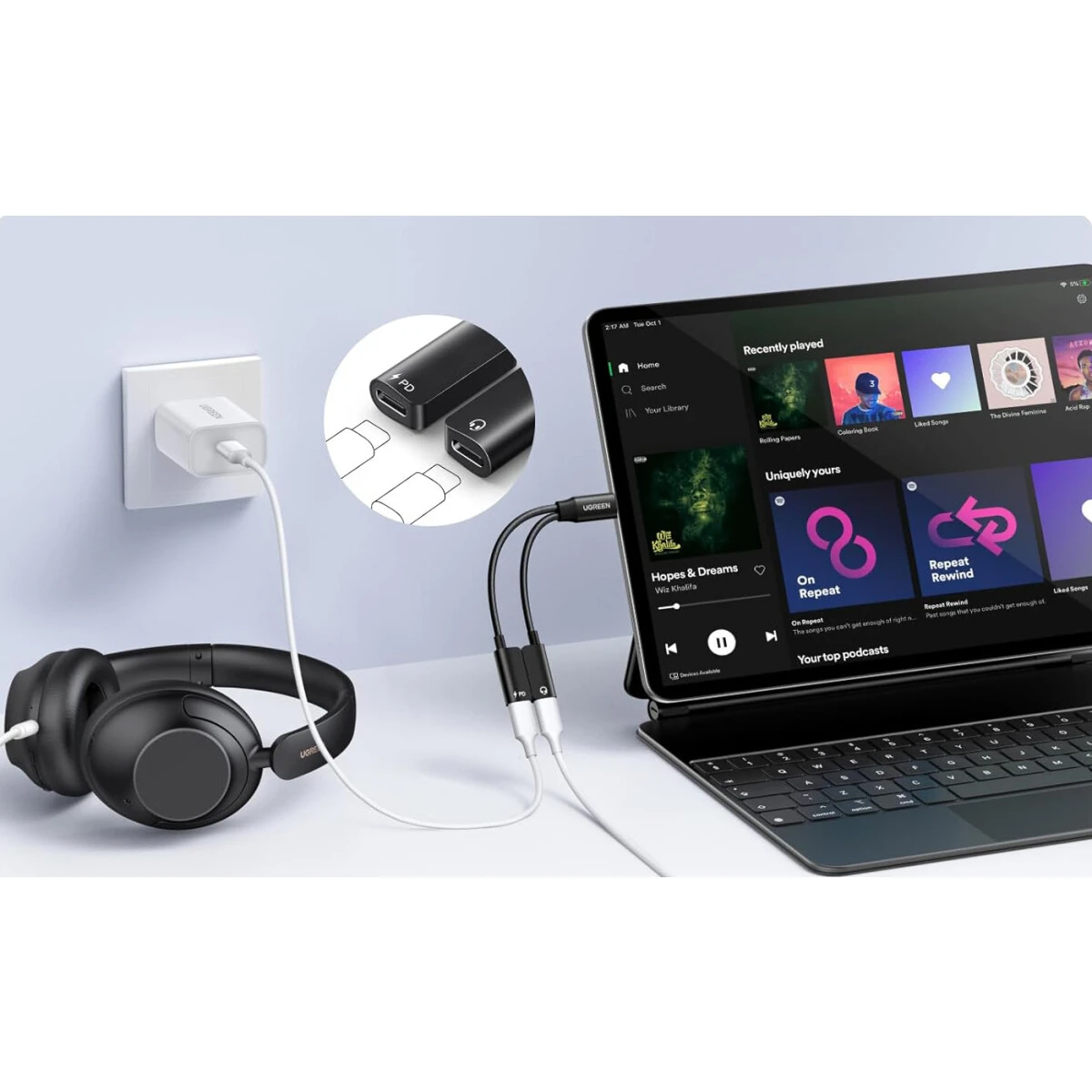 Разветвитель USB Type-C - 2x USB Type-C, 0.16м, UGREEN CM821 - 45800 - фото 2