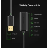 Кабель удлинительный USB A (M) - USB A (F), 15м, UGREEN US121 Black (10323)