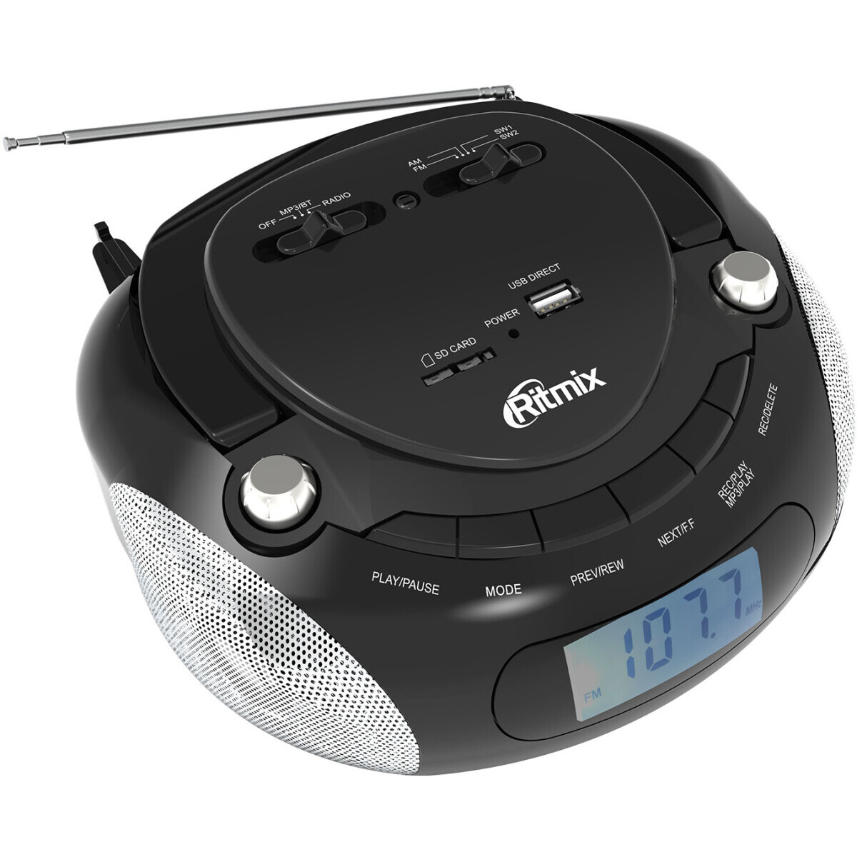 Аудиомагнитола Ritmix RBB-030BT Black/Silver - фото 3