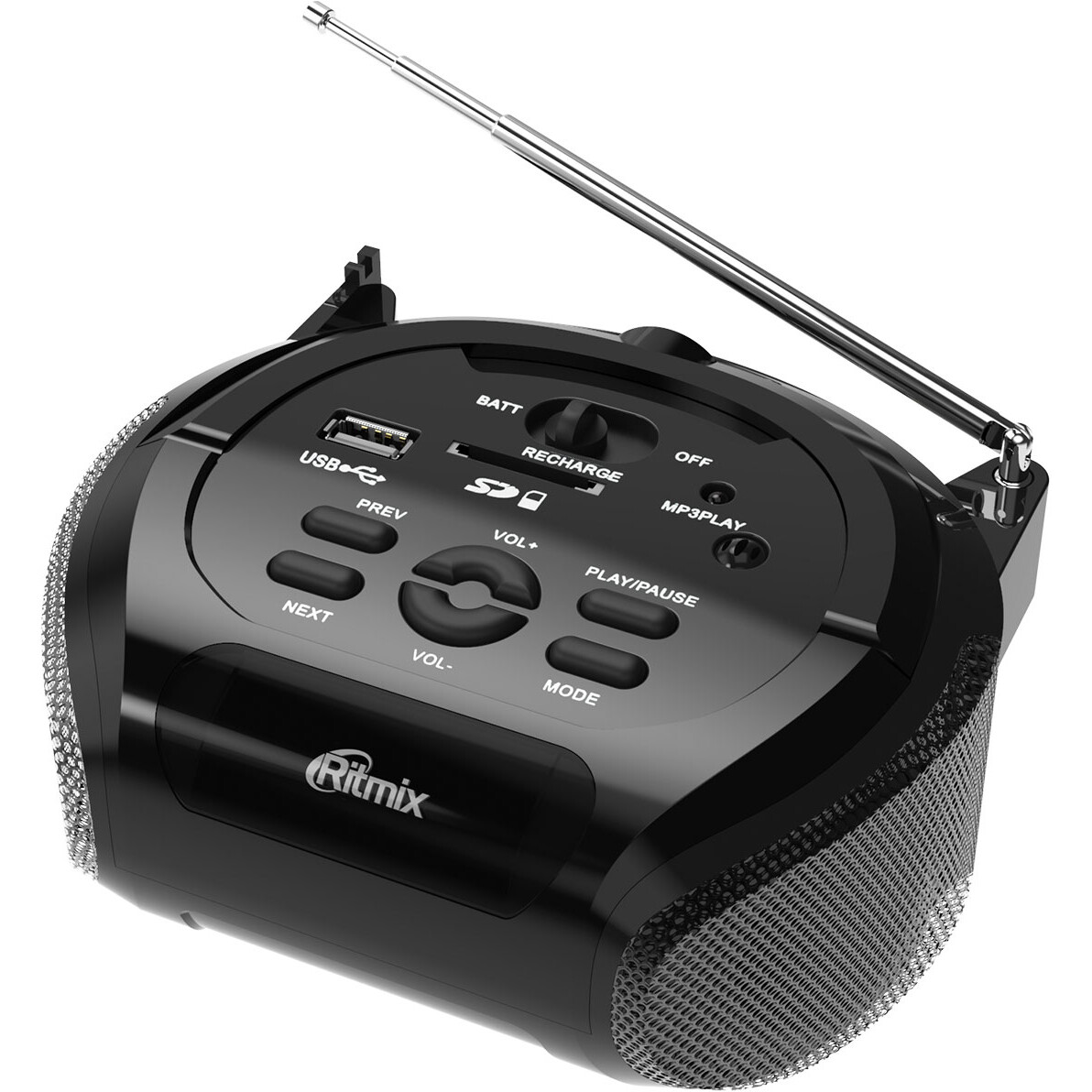 Аудиомагнитола Ritmix RBB-100BT Black/Silver - фото 2