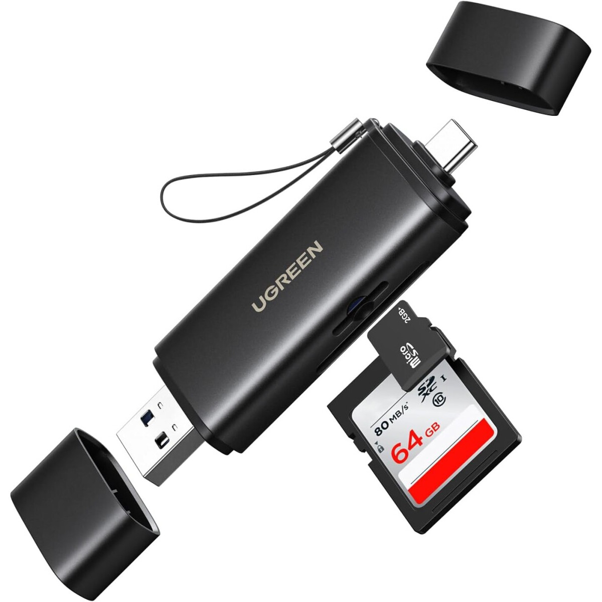 Кардридер UGREEN 2-in-1 SD 4.0 Card Reader Black (CM803)