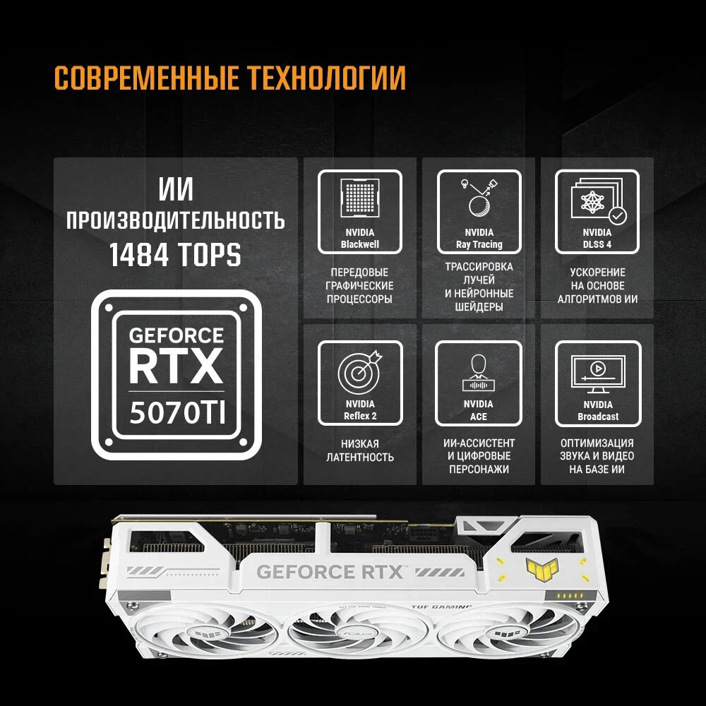 Видеокарта NVIDIA GeForce RTX 5070 Ti ASUS TUF Gaming BTF White OC 16GB (TUF-RTX5070TI-O16G-BTF-WHITE) - фото 13