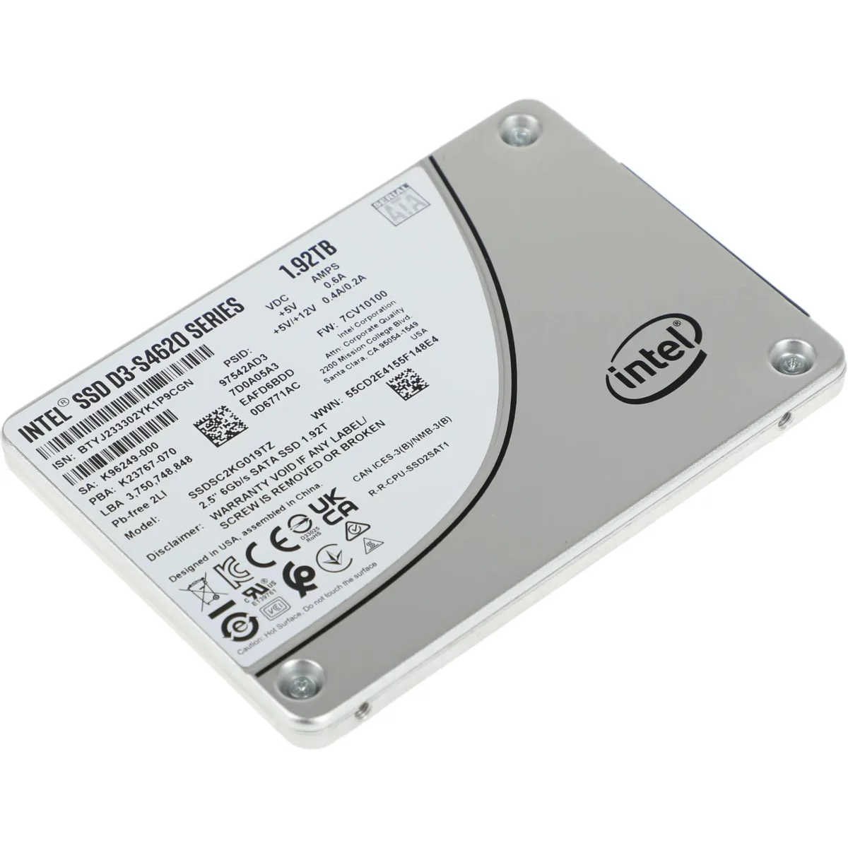 Накопитель SSD 1.92Tb Intel D3-S4620 Series (SSDSC2KG019TZ01)