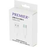 Кабель USB - USB Type-C, 2м, PREMIER 20W2M/A-C White