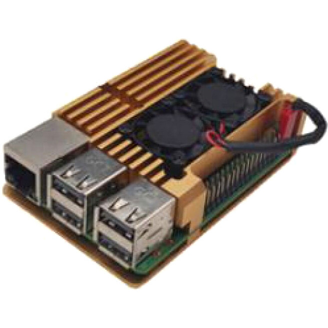 Корпус для одноплатного компьютера ACD Gold Metal Aluminum Case with Double Fans for Raspberry Pi 4B (RA504) - фото 2