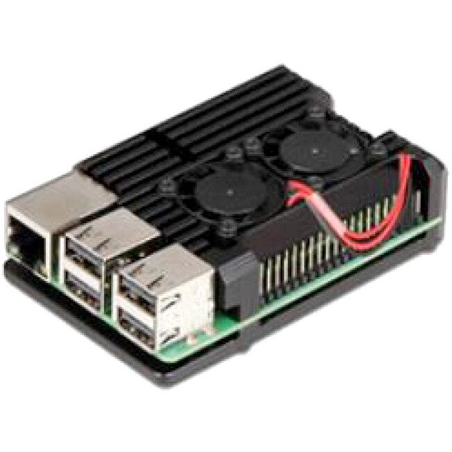 Корпус для одноплатного компьютера ACD Black Metal Aluminum Case with Double Fans for Raspberry Pi 4B (RA503) - фото 2