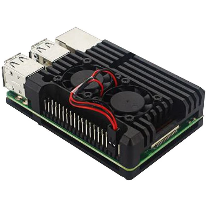 Корпус для одноплатного компьютера ACD Black Metal Aluminum Case with double Fans for Raspberry Pi 3B/3B+ (RA458) - фото 2