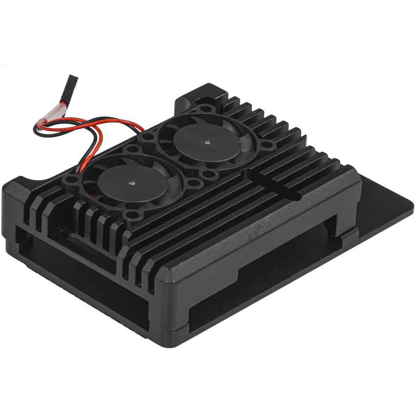 Корпус для одноплатного компьютера ACD Black Metal Aluminum Case with double Fans for Raspberry Pi 3B/3B+ (RA458)