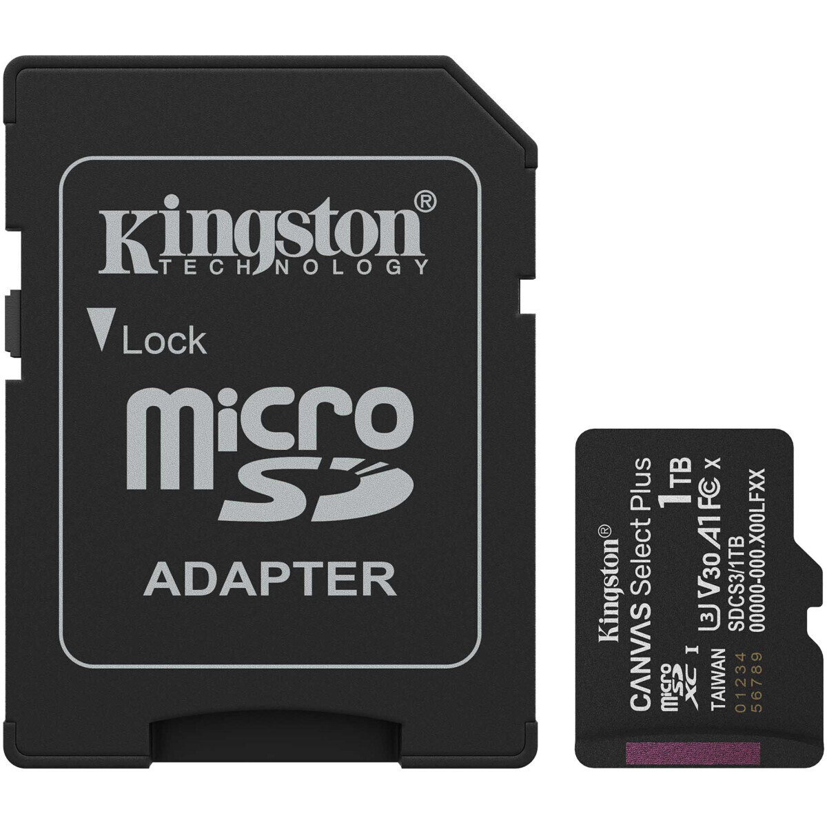 Карта памяти 1Tb MicroSD Kingston Canvas Select Plus + SD адаптер (SDCS3/1TB)