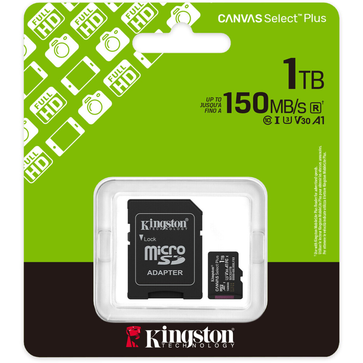 Карта памяти 1Tb MicroSD Kingston Canvas Select Plus + SD адаптер (SDCS3/1TB) - фото 3