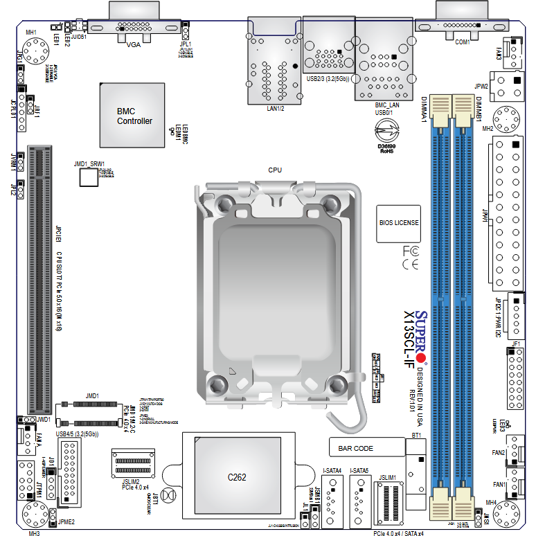 Серверная материнская плата SuperMicro X13SCL-IF-B - MBD-X13SCL-IF-B - фото 2