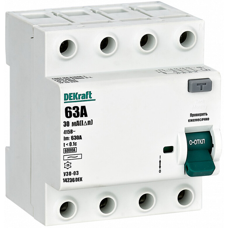 Выключатель дифференциального тока (УЗО) DEKraft 14236DEK - фото 2