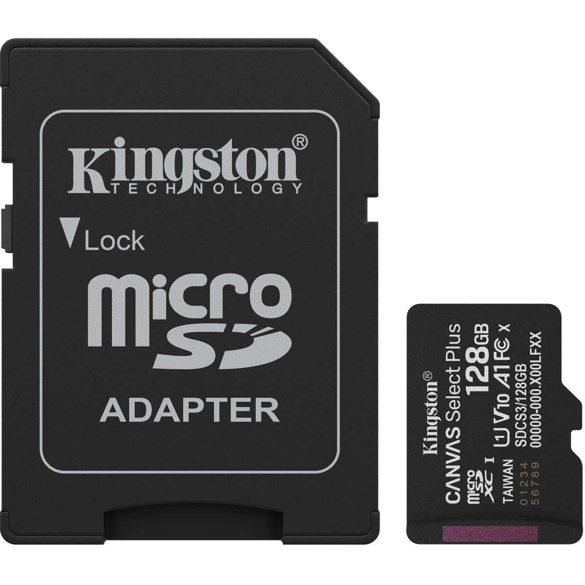 Карта памяти 128Gb MicroSD Kingston Canvas Select Plus + SD адаптер (SDCS3/128GB)