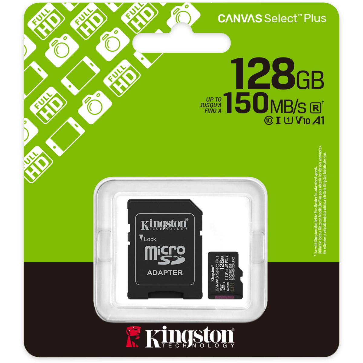 Карта памяти 128Gb MicroSD Kingston Canvas Select Plus + SD адаптер (SDCS3/128GB) - фото 3