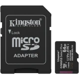 Карта памяти 64Gb MicroSD Kingston Canvas Select Plus + SD адаптер (SDCS3/64GB)