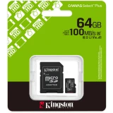 Карта памяти 64Gb MicroSD Kingston Canvas Select Plus + SD адаптер (SDCS3/64GB)