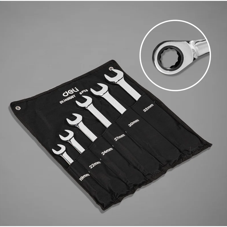 Набор комбинированных ключей Deli DL140106T - фото 4