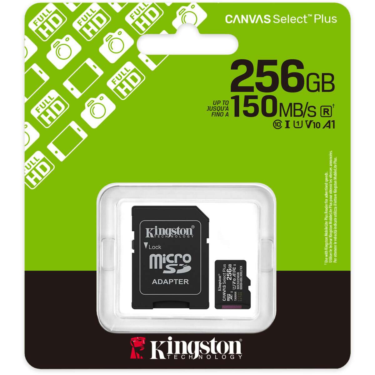 Карта памяти 256Gb MicroSD Kingston Canvas Select Plus + SD адаптер (SDCS3/256GB) - фото 3