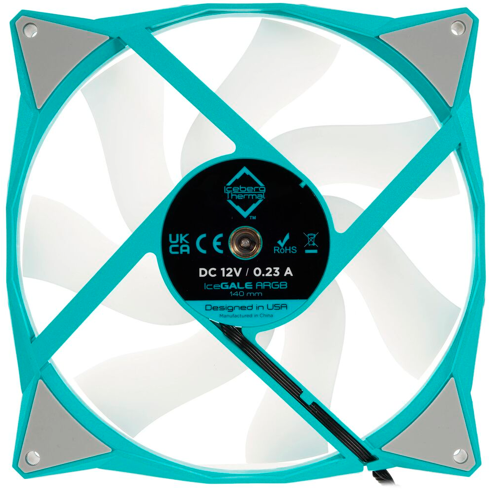 Вентилятор для корпуса Iceberg Thermal IceGALE ARGB 140mm Blue/White (2 шт.) - IceGALEARGB140mmTEAL2P - фото 4