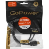 Кабель HDMI (M) - VGA (M), 1м, GoPower 00-00032064