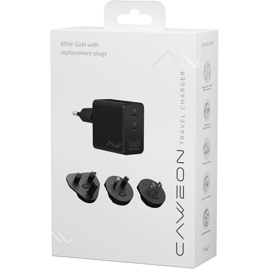 Сетевое зарядное устройство Caweon CTC-65-2C Black - CTC-65-2C-BK - фото 8