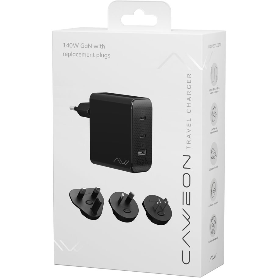 Сетевое зарядное устройство Caweon CTС-140-2C1A Black - CTC-140-2C1A-BK - фото 8
