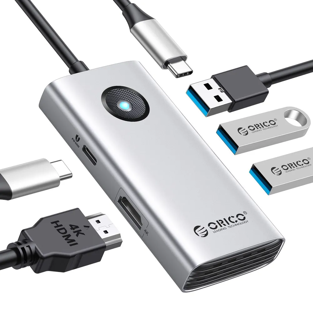 Док-станция Orico Type-C 5-in-1 5Gbps Multifunction Docking Station Silver