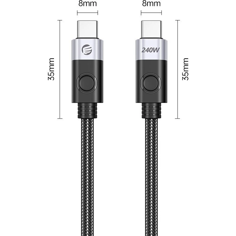 Кабель USB Type-C - USB Type-C, 0.5м, Orico CC240-20-05-BK-BP - ORICO-CC240-20-05-BK-BP - фото 2